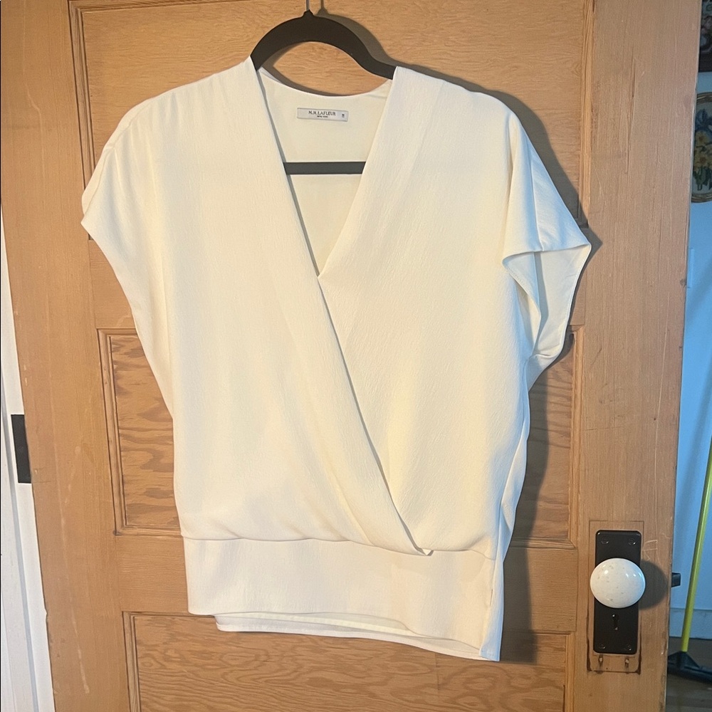 MM Lafleur White Crossover Blouse
